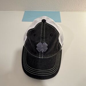 Black and White Baseball Cap with Clover Patch